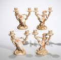 Two Pairs of Royal Worcester Porcelain Twolight Candelabra