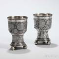 Pair of Bavarian Coinmounted 800 Silver Goblets