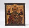 Gilt and Polychrome Icon of Saint Nicholas
