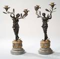Pair of Louis XVI Bronze Twolight Candelabra
