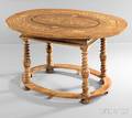 German Inlaid Walnut Ovaltop Center Table