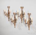 Set of Four Louis XVIstyle Giltbronze Threelight Sconces