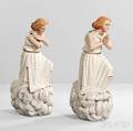 Pair of French Painted and Parcelgiltwood Angel Figures