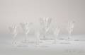 Fortynine Pieces of Rock Crystal Wheelcut Glass Stemware