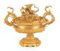 Large French ormolu tureen with dragon cover