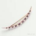 14kt Gold Cultured Pearl and Amethyst Crescent Brooch
