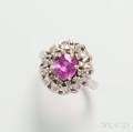 14kt White Gold Pink Sapphire and Diamond Ring