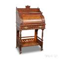 Renaissance Revival Carved Walnut Cylinder Desk
