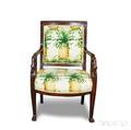 Empire Revival Carved Mahogany Upholstered Armchair