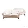 Pair of White Clothcovered Love Seats
