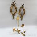 Pair of Gilt Rococo Revival Sconces and an Oil Lamp