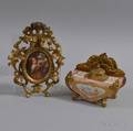 Ormolumounted Porcelain Inkwell and a Framed Porcelain Portrait Plaque