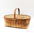 Large Woven Splint Lidded Gathering Basket
