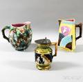 Three Majolica Pottery Pitchers