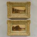 Pair of Framed Continental Oil on Panel Landscapes