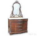 Renaissance Revival Rosewood Veneer Mirrored Marbletop Bureau