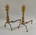 Pair of Turned Brass Andirons