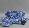 Eight Staffordshire Transferdecorated Items