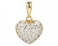 18k Yellow Gold  Diamond Puffed Heart Pendant