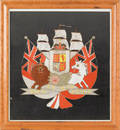 Silk armorial needlework late 19th c