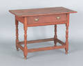 New England William  Mary painted pine and maple tavern table ca 1740