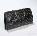 Judith Leiber Black Leather Studded Clutch