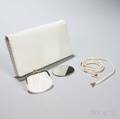 Judith Leiber White Leather Clutch