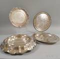 Three Silverplated Trays and a Center Bowl