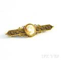 Antique Gold and Shell Cameo Bar Brooch