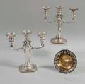 Pair of Sterling Silver Weighted Redlich  Co Threelight Candelabra and Towle Dish