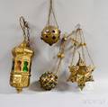 Four Moorishstyle Brass Hanging Lanterns