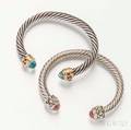 David Yurman Sterling Silver and 14kt Gold Ropetwist Bracelet