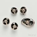 Sigfredo Pineda Sterling Silver Brooch Earrings and Cuff Links Suite