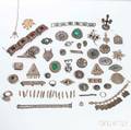 Large Group of Israeli Silver Filigree Jewelry Amulets and Accessories