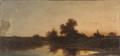 Adolf Heinrich Lier German 18261882 Ploughman Heading Home at Twilight