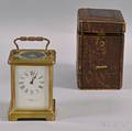 Cased NG Wood  Sons Brass and Glass Presentation Carriage Clock