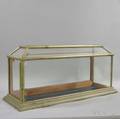 Pewter and Beveled Glass Casketform Display Case