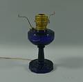 Pressed Cobalt Glass Lincoln Drape Oil Lamp