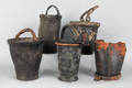 Five American leather fire buckets earlymid 19th c