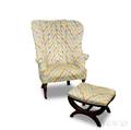 Regency Mahogany Wingback Chair and Footstool