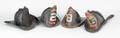 Four American leather fire hats 19th c
