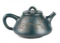 Cone Form Blue Yixing Zisha Teapot Incised Decor