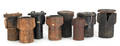 Collection of eight wooden grease or tar pots 19th c