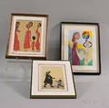 Three Framed Contemporary Folk Art Works