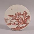 Iron Red Decorated Round Porcelain Plaque