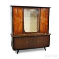 Art Deco Mahogany Veneer Twopart Glazed Cabinet