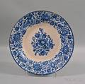 Blue and White Floraldecorated Tinglazed Ceramic Charger