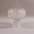 Large Colorless Cut Glass Punch Bowl