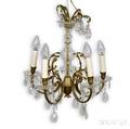 Brass and Glass Fivelight Chandelier