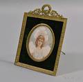 Framed Portrait Miniature of a Young Girl